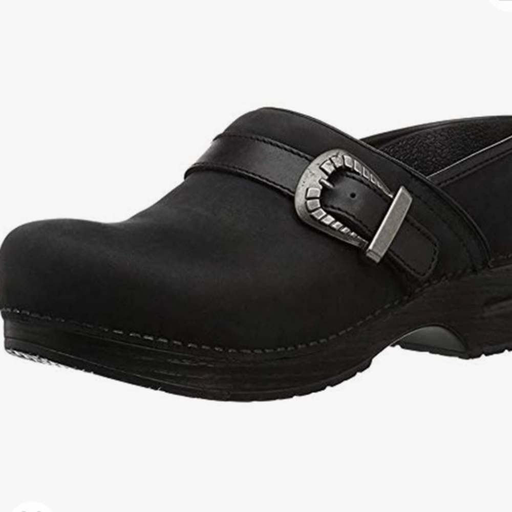 🗣CLEARANCE! Dansko Pammy Black Nubuck Buckle Professional Clog